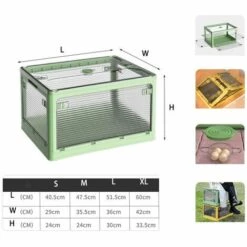 ELLE Boîte De Rangement Pliante Extérieure Camping Vêtements Stockage De Voiture Boîte De Finition Transparente Vert M