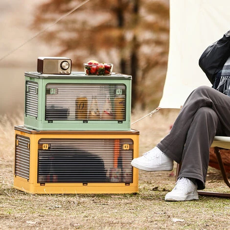 ELLE Boîte De Rangement Pliante Extérieure Camping Vêtements Stockage De Voiture Boîte De Finition Transparente Vert M 4 ELLE Boîte De Rangement Pliante Extérieure Camping Vêtements Stockage De Voiture Boîte De Finition Transparente Vert M – Image 2