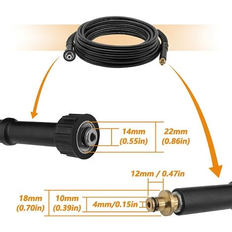 ENLENK 6M Tuyau De Rechange Haute Pression,10mm X M22 Connecteurs,Rondelle Tuyau De Nettoyage À L'eau Nettoyeur Haute Pression Accessoire Pour Kärcher K2(Ancien Modèle ) 4 ENLENK 6M Tuyau De Rechange Haute Pression,10mm X M22 Connecteurs,Rondelle Tuyau De Nettoyage À L'eau Nettoyeur Haute Pression Accessoire Pour Kärcher K2(Ancien Modèle ) – Image 2