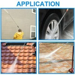 ZHUOXUAN Lot De 6 Baguettes D'extension Pour Nettoyeur Haute Pression 4000PSI 1/4" Baguette De Rechange à Connexion Rapide De 2,4 M Avec 5 Embouts De Buse (0, 15, 25, 40, 65°) -Nettoyeur Haute Pression Soldes 55167080 5