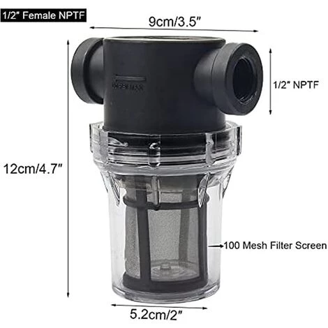 SUPERMARKET Filtre Pipeline 1/2", Filtre à Eau En Ligne Avec Filtre En Acier Inoxydable 100 Mailles, Filtre à Eau Haut Débit Pour Arrosage De Jardin,Superma,noir 4 SUPERMARKET Filtre Pipeline 1/2", Filtre à Eau En Ligne Avec Filtre En Acier Inoxydable 100 Mailles, Filtre à Eau Haut Débit Pour Arrosage De Jardin,Superma,noir – Image 2