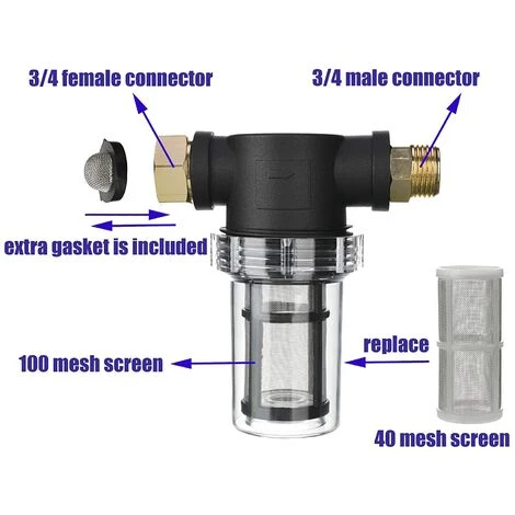 SUPERMARKET Filtre De Tuyau D'arrosage Pour Entrée D'eau De Nettoyeur Haute Pression, Filtre En Ligne Pour Sédiments, écran 40 Mailles, 100 Mailles Supplémentaires,Superma,noir 5 SUPERMARKET Filtre De Tuyau D'arrosage Pour Entrée D'eau De Nettoyeur Haute Pression, Filtre En Ligne Pour Sédiments, écran 40 Mailles, 100 Mailles Supplémentaires,Superma,noir – Image 3