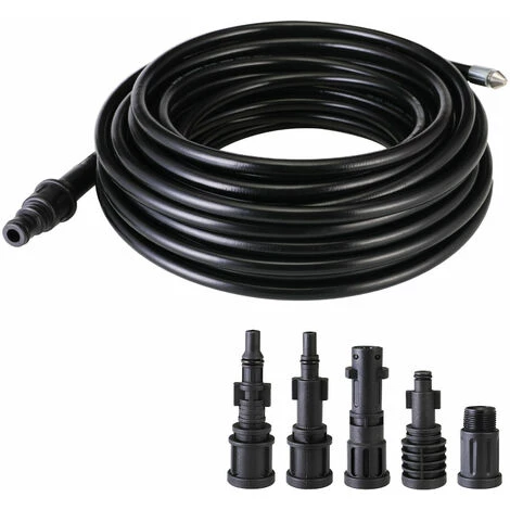 Gizcam Tuyau De Nettoyage De Tuyaux Avec 5 Adaptateurs, 15 M, 160 Bar, 60 °C, Kit De Nettoyage De Tuyaux Convient Pour Kärcher, Lavor, Interpump, Bosch 4 Gizcam Tuyau De Nettoyage De Tuyaux Avec 5 Adaptateurs, 15 M, 160 Bar, 60 °C, Kit De Nettoyage De Tuyaux Convient Pour Kärcher, Lavor, Interpump, Bosch – Image 2