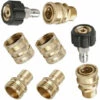 Nettoyeur Haute Pression Accessoires, Connecteur Rapide De Tuyau à Haute Pression Kit, Connecte Canon Lance Et Tuyau, M22 3/8" Connexion Rapide 3/4" Déconnexion Rapide, 8pcs，Fontainebleau