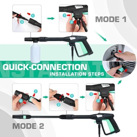 HAUSHOF Nettoyeur Haute Pression 1600W Avec Tuyau De 5m, 135 Bars, Débit D'Eau Maximal De 426 L/H, Déplacement Libre Pour Voiture, Terrasse, Jardin 7 HAUSHOF Nettoyeur Haute Pression 1600W Avec Tuyau De 5m, 135 Bars, Débit D'Eau Maximal De 426 L/H, Déplacement Libre Pour Voiture, Terrasse, Jardin – Image 5