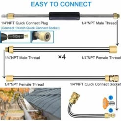 ZHUOXUAN Tuyau De Nettoyeur Haute Pression, Filetage M22 - Connexion Rapide, Raccord Rapide à Cliquer, Tuyau De Remplacement Compatible Kärcher K2 K3 K4 K5 K6 K7 (15 M) -Nettoyeur Haute Pression Soldes 56526580 4
