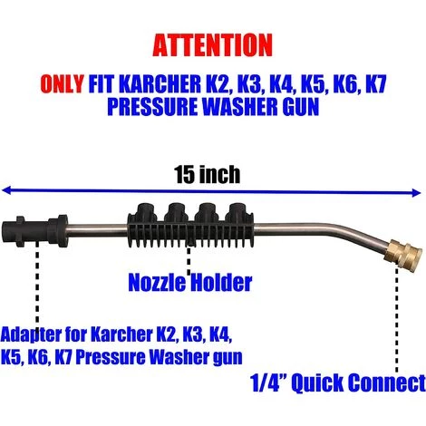 ZHUOXUAN Rallonge Pour Nettoyeur Haute Pression Avec Adaptateur, Pistolet De Rechange, Compatible Avec Karcher K2, K3, K4, K5, K6, K7, 15" Uniquement 4 ZHUOXUAN Rallonge Pour Nettoyeur Haute Pression Avec Adaptateur, Pistolet De Rechange, Compatible Avec Karcher K2, K3, K4, K5, K6, K7, 15" Uniquement – Image 2