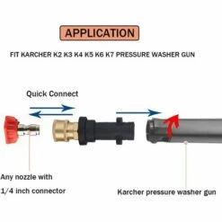 GUAZHUNIFR Adaptateur De Pistolet Pour Nettoyeur Haute Pression Avec Raccord Femelle 1/4‘’ à Connexion Rapide Compatible Avec Les Nettoyeurs Haute Pression Karcher/Kärcher Série K K2, K3, K4, K5, K6, K7 -Nettoyeur Haute Pression Soldes 56706864 4