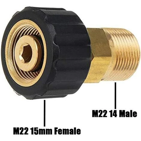 GUAZHUNIFR Raccord De Nettoyeur Haute Pression, M22 X 15 Mm Filetage Femelle à M22 X 14 Mm Filetage Mâle Raccord Rapide Nettoyeur Haute Pression Adaptateur Pièces 4 GUAZHUNIFR Raccord De Nettoyeur Haute Pression, M22 X 15 Mm Filetage Femelle à M22 X 14 Mm Filetage Mâle Raccord Rapide Nettoyeur Haute Pression Adaptateur Pièces – Image 2