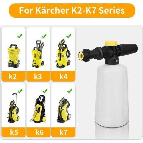 BEARSU Canon à Mousse Pour Karcher K2 K3 K4 K5 K6 K7, 750ML Lance De Mousse Bouteille De Neige Avec Buse Réglable Accessoire 4 BEARSU Canon à Mousse Pour Karcher K2 K3 K4 K5 K6 K7, 750ML Lance De Mousse Bouteille De Neige Avec Buse Réglable Accessoire – Image 2