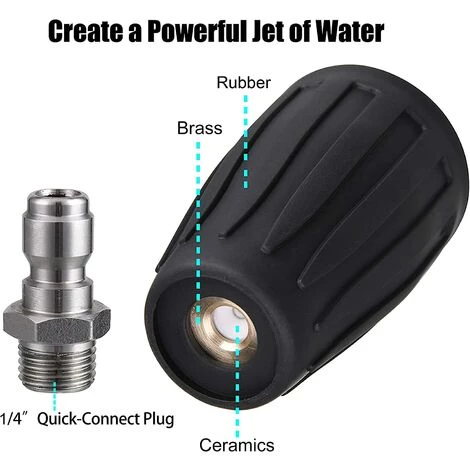 REGALOS Buse Turbo Pour Nettoyeur Haute Pression, Buse Rotative Et 5 Embouts, Raccord Rapide 1/4", 3600 PSI 5 REGALOS Buse Turbo Pour Nettoyeur Haute Pression, Buse Rotative Et 5 Embouts, Raccord Rapide 1/4", 3600 PSI – Image 3