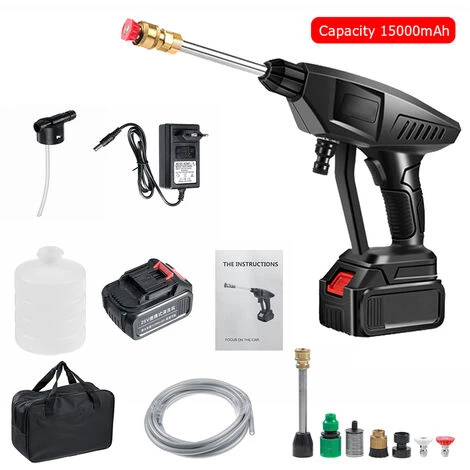 DMTOOL Pistolet De Lavage Voiture Haute Pression 25V 300W-Batterie 15000mAh 4 DMTOOL Pistolet De Lavage Voiture Haute Pression 25V 300W-Batterie 15000mAh – Image 2