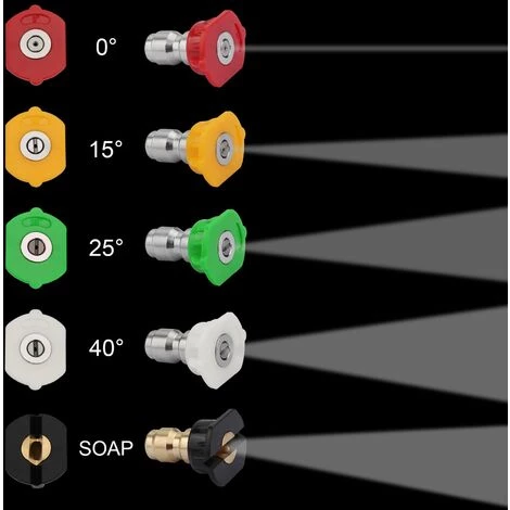QERSTA Lot De 5 Embouts De Buse De Pulvérisation Pour Nettoyeur Haute Pression DUS-025 à Plusieurs Degrés - Connexion Rapide De 1/4 - 2,5 GPM - Pour Nettoyeur Haute Pression 7 QERSTA Lot De 5 Embouts De Buse De Pulvérisation Pour Nettoyeur Haute Pression DUS-025 à Plusieurs Degrés - Connexion Rapide De 1/4 - 2,5 GPM - Pour Nettoyeur Haute Pression – Image 5