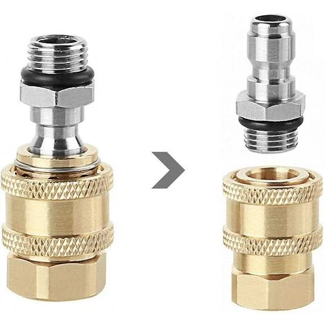FLYME Lot De 2 Adaptateurs Pour Nettoyeur Haute Pression 1/4 Avec Connecteur Rapide M14 X 1,5 4 FLYME Lot De 2 Adaptateurs Pour Nettoyeur Haute Pression 1/4 Avec Connecteur Rapide M14 X 1,5 – Image 2