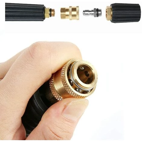FLYME Lot De 2 Adaptateurs Pour Nettoyeur Haute Pression 1/4 Avec Connecteur Rapide M14 X 1,5 7 FLYME Lot De 2 Adaptateurs Pour Nettoyeur Haute Pression 1/4 Avec Connecteur Rapide M14 X 1,5 – Image 5