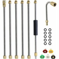 DENUOTOP Accessoire Pour Nettoyeur Haute Pression 7PCS Ensemble De Baguettes D'extension Pour Nettoyeur Haute Pression Avec Embouts De Buse 5PCS-pistolet à Eau Haute Pression Pour Lavage De Voiture -Nettoyeur Haute Pression Soldes 57588483 2