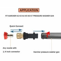 FLYME Adaptateur De Pistolet Pour Nettoyeur Haute Pression Avec Raccord Femelle 1/4‘’ à Connexion Rapide Compatible Avec Les Nettoyeurs Haute Pression Karcher/Kärcher Série K K2, K3, K4, K5, K6, K7 -Nettoyeur Haute Pression Soldes 57685807 3