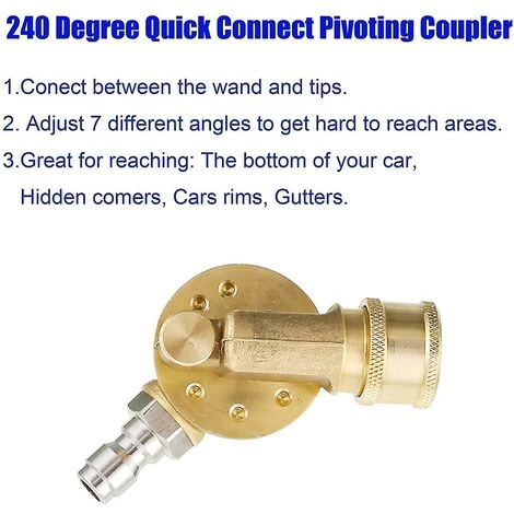 Kueatily Accessoire De Nettoyeur De Drain, Raccord Pivot Pour Buse De Nettoyage Haute Pression, Rotation De 240 Degrés, Connexion Rapide De 1/4 De Pouce, 4500 Psi 5 Kueatily Accessoire De Nettoyeur De Drain, Raccord Pivot Pour Buse De Nettoyage Haute Pression, Rotation De 240 Degrés, Connexion Rapide De 1/4 De Pouce, 4500 Psi – Image 3