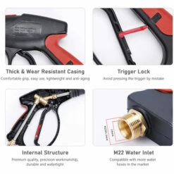 TANCYCO Pistolet De Nettoyeur Haute Pression Avec Tige D'extension 5 Buses Différentes 4000 PSI Portable Laveuse De Voiture M22 Entrée D'eau Connexion De Buse 1/4 Pouce Pulvérisateur De Lavage Pour Clôture De Sol Terrasse Jardin Douche Pour Animaux De Compagnie -Nettoyeur Haute Pression Soldes 58296314 5