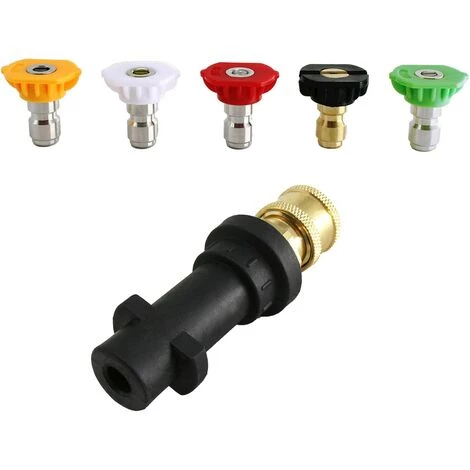 AOUGO Adaptateur De Nettoyeur Haute Pression, à Connexion Rapide De 6,35 Mm Pour Karcher K2-K7, Avec 5 Embouts De Buse De Nettoyeur Haute Pression, Degrés Multiples, 2,5 GPM 3 AOUGO Adaptateur De Nettoyeur Haute Pression, à Connexion Rapide De 6,35 Mm Pour Karcher K2-K7, Avec 5 Embouts De Buse De Nettoyeur Haute Pression, Degrés Multiples, 2,5 GPM