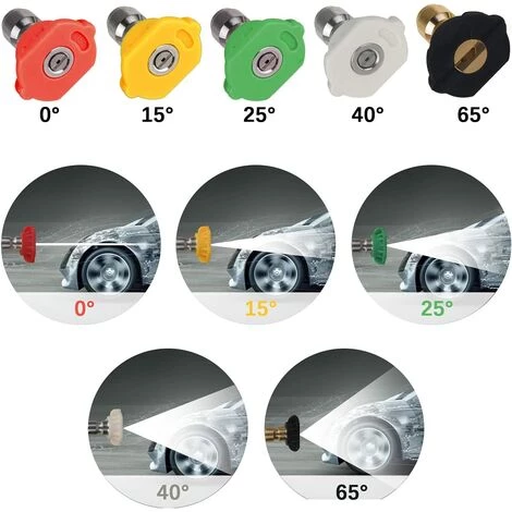 AOUGO Adaptateur De Nettoyeur Haute Pression, à Connexion Rapide De 6,35 Mm Pour Karcher K2-K7, Avec 5 Embouts De Buse De Nettoyeur Haute Pression, Degrés Multiples, 2,5 GPM 6 AOUGO Adaptateur De Nettoyeur Haute Pression, à Connexion Rapide De 6,35 Mm Pour Karcher K2-K7, Avec 5 Embouts De Buse De Nettoyeur Haute Pression, Degrés Multiples, 2,5 GPM – Image 4