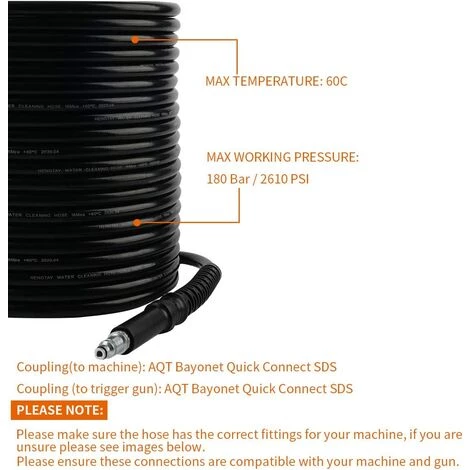 GDRHVFD 10M Flexible Tuyau Pour Bosch,Connecteur Rapide,Tuyau À Haute Pression Accessoire Compatible Avec Nettoyeur Haute Pression Bosch Aqt 4 GDRHVFD 10M Flexible Tuyau Pour Bosch,Connecteur Rapide,Tuyau À Haute Pression Accessoire Compatible Avec Nettoyeur Haute Pression Bosch Aqt – Image 2