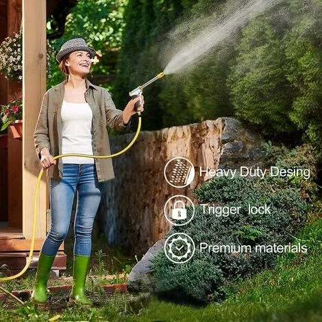 AOUGO Buse De Tuyau D'arrosage, Pistolet Pulvérisateur Avec Buse En Laiton, Tuyau De Pistolet à Eau En Métal Robuste, Pistolet Pulvérisateur De Jardin Réglable à Haute Pression 7 AOUGO Buse De Tuyau D'arrosage, Pistolet Pulvérisateur Avec Buse En Laiton, Tuyau De Pistolet à Eau En Métal Robuste, Pistolet Pulvérisateur De Jardin Réglable à Haute Pression – Image 5
