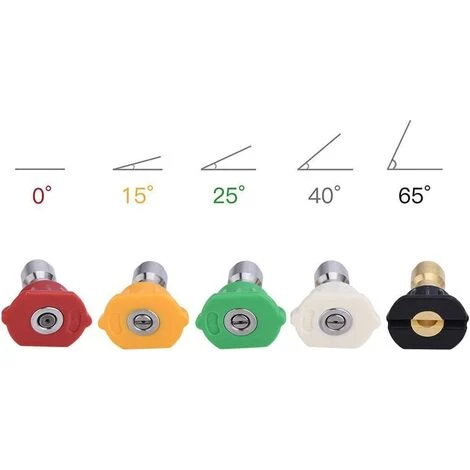 LangRay Embouts De Buse De Rondelle De Pression De 5Pcs, Plusieurs Degrés En Laiton/Acier Inoxydable, Se Relient Rapidement Aux Pièces De Rondelle De Haute Pression 4 LangRay Embouts De Buse De Rondelle De Pression De 5Pcs, Plusieurs Degrés En Laiton/Acier Inoxydable, Se Relient Rapidement Aux Pièces De Rondelle De Haute Pression – Image 2