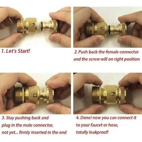 PERLE RARE Tuyau D'arrosage Raccord Rapide Extensible Tuyau D'arrosage Male A Femelle Adaptateur Connecteur Pour Robinet Et Jet (2SETS) 6 PERLE RARE Tuyau D'arrosage Raccord Rapide Extensible Tuyau D'arrosage Male A Femelle Adaptateur Connecteur Pour Robinet Et Jet (2SETS) – Image 4