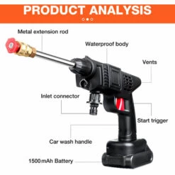 SUPERSELLER Nettoyeur Haute Pression Sans Fil, Nettoyeur Haute Pression Portable 50PSI Avec Batterie Et Chargeur 24V 1500mAh Batterie Rechargeable Nettoyeur Haute Pression électrique Pour Laver Les Voitures, Arroser Les Fleurs, Nettoyer Les Sols - Prise UE - Prise UE -Nettoyeur Haute Pression Soldes 60214533 5