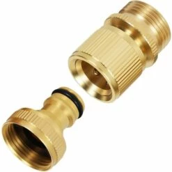 AOUGO Connecteur De Tuyau D'arrosage En Laiton Filetage Femelle 3/4" Et Connecteur De Robinet En Laiton à Filetage Mâle Connecteur Rapide, Adaptateur De Robinet Fileté (2 Pièces)