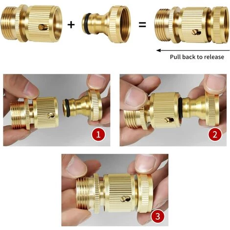 AOUGO Connecteur De Tuyau D'arrosage En Laiton Filetage Femelle 3/4" Et Connecteur De Robinet En Laiton à Filetage Mâle Connecteur Rapide, Adaptateur De Robinet Fileté (2 Pièces) 5 AOUGO Connecteur De Tuyau D'arrosage En Laiton Filetage Femelle 3/4" Et Connecteur De Robinet En Laiton à Filetage Mâle Connecteur Rapide, Adaptateur De Robinet Fileté (2 Pièces) – Image 3