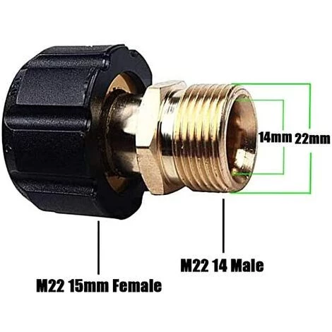 AOUGO Raccord De Nettoyeur Haute Pression, M22 X 15 Mm Filetage Femelle à M22 X 14 Mm Filetage Mâle Raccord Rapide Nettoyeur Haute Pression Adaptateur Pièces 7 AOUGO Raccord De Nettoyeur Haute Pression, M22 X 15 Mm Filetage Femelle à M22 X 14 Mm Filetage Mâle Raccord Rapide Nettoyeur Haute Pression Adaptateur Pièces – Image 5