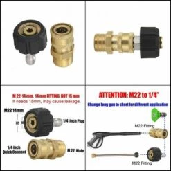 AOUGO M22-14 Ensemble D'adaptateurs Pour Nettoyeur Haute Pression, Adaptateurs Pivotants 3/8 à Connexion Rapide, Pistolet à Eau Haute Pression Mâle, Kit De Raccord De Tuyau D'arrosage -Nettoyeur Haute Pression Soldes 60578574 3