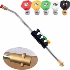 DECKON Pistolet De Pulvérisation Réglable Avec 5 Buses De Pulvérisation Et Adaptateur De Filetage Mâle Pour Machine à Laver Haute Pression For Karcher K2-K7