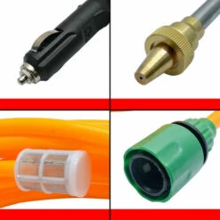 TOPHOMER Pompe De Lave-Auto, Kit De Pompe De Lavage De Voiture à Haute Pression Nettoyage De Pompe à Eau Pompe à Eau Portable Kit De Lavage De Pistolet 130PS DC 12V 80W Pour De Pneus De Porte De Voiture -Nettoyeur Haute Pression Soldes 60936010 5