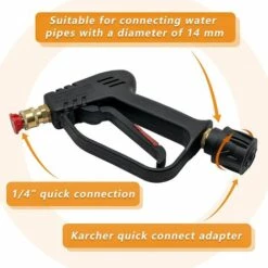 AOUGO Pistolet Nettoyeur Haute Pression 4000PSI Avec 5 Embouts De Buse D'eau, Pistolet De Nettoyage Pour Lavage De Voiture (connecteur De Tuyau M22 14MM Et Connecteur Rapide Karcher) 8 AOUGO Pistolet Nettoyeur Haute Pression 4000PSI Avec 5 Embouts De Buse D'eau, Pistolet De Nettoyage Pour Lavage De Voiture (connecteur De Tuyau M22 14MM Et Connecteur Rapide Karcher) -Nettoyeur Haute Pression Soldes 61233505 2