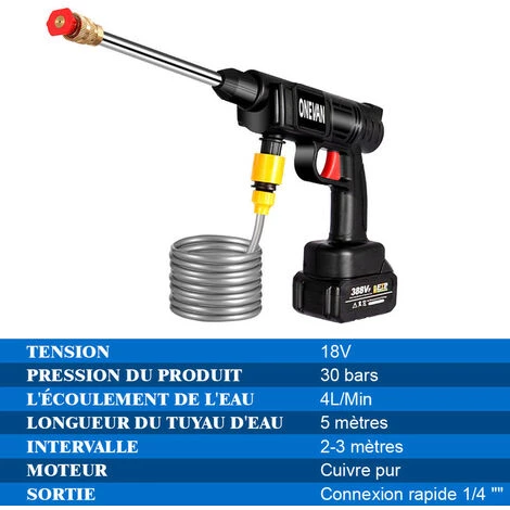 ONEVAN Nettoyeur Haute Pression 30BAR - Pistolet D'arrosage Lavage De Voiture - Nettoyeur Haute Pression électrique - Convient Pour Batterie Makita 18V - 1 Batterie 4 ONEVAN Nettoyeur Haute Pression 30BAR - Pistolet D'arrosage Lavage De Voiture - Nettoyeur Haute Pression électrique - Convient Pour Batterie Makita 18V - 1 Batterie – Image 2