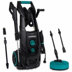 VONROC Nettoyeur à Haute Pression 2500W PRO V25-2 – 195 Bars – 468 L/h –Moteur à Induction –Tuyau De 8m, Enrouleur De Tuyau, Nettoyeur De Patio, Réservoir Pour Détergent Et Accessoires Inclus
