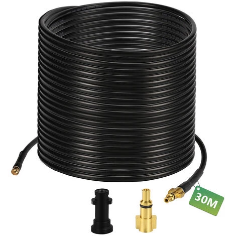 EINFEBEN Tuyau Pour Nettoyeur Haute Pression Tuyau Déboucheur Flexible Noir Nettoyage De 30m - Noir 3 EINFEBEN Tuyau Pour Nettoyeur Haute Pression Tuyau Déboucheur Flexible Noir Nettoyage De 30m - Noir