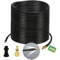 EINFEBEN Tuyau Pour Nettoyeur Haute Pression Tuyau Déboucheur Flexible Noir Nettoyage De Canalisations 30m - Noir