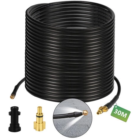 Randaco Tuyau Pour Nettoyeur Haute Pression Tuyau Déboucheur Flexible Noir Nettoyage De 30m - Noir 3 Randaco Tuyau Pour Nettoyeur Haute Pression Tuyau Déboucheur Flexible Noir Nettoyage De 30m - Noir