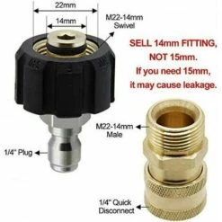 SINCèREETALI M22-14 Ensemble D'adaptateurs Pour Nettoyeur Haute Pression, Adaptateurs Pivotants 3/8 à Connexion Rapide, Pistolet à Eau Haute Pression Mâle, Kit De Raccord De Tuyau D'arrosage -Nettoyeur Haute Pression Soldes 63818593 2