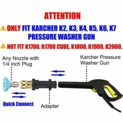 SINCèREETALI Adaptateur De Pistolet Pour Nettoyeur Haute Pression, à Raccord Rapide 1/4'' - Compatible Uniquement Karcher K2, K3, K4, K5, K6, K7. -Nettoyeur Haute Pression Soldes 63819412 2