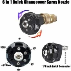 MEZHENG Buse De Pulvérisation Réglable 6 En 1, Buse De Pulvérisation Pour Nettoyeur Haute Pression, Buses à Connexion Rapide 1/4" Pour Arroseur De Jardin, Lavage De Voiture. Max 4000PSI -Nettoyeur Haute Pression Soldes 63893402 2