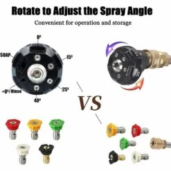 MEZHENG Buse De Pulvérisation Réglable 6 En 1, Buse De Pulvérisation Pour Nettoyeur Haute Pression, Buses à Connexion Rapide 1/4" Pour Arroseur De Jardin, Lavage De Voiture. Max 4000PSI -Nettoyeur Haute Pression Soldes 63893402 5