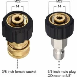 TINOR Lot D'adaptateurs De Tuyau Pour Laveuse Haute Pression M22 à 3/8 Raccord Rapide Pour Tuyau De Laveuse électrique, 5000 PSI -Nettoyeur Haute Pression Soldes 64028641 3