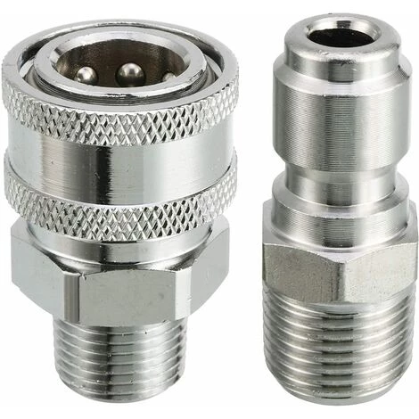 TINOR Kit Adaptateur à Connexion Rapide Pour Nettoyeur Haute Pression, Filetage Mâle 9,5 Mm, 5000 PSI 3/8'' Quick Connect Kit -Male 3 TINOR Kit Adaptateur à Connexion Rapide Pour Nettoyeur Haute Pression, Filetage Mâle 9,5 Mm, 5000 PSI 3/8'' Quick Connect Kit -Male