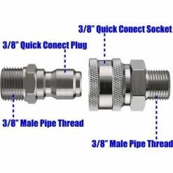 TINOR Kit Adaptateur à Connexion Rapide Pour Nettoyeur Haute Pression, Filetage Mâle 9,5 Mm, 5000 PSI 3/8'' Quick Connect Kit -Male 8 TINOR Kit Adaptateur à Connexion Rapide Pour Nettoyeur Haute Pression, Filetage Mâle 9,5 Mm, 5000 PSI 3/8'' Quick Connect Kit -Male -Nettoyeur Haute Pression Soldes 64030002 2