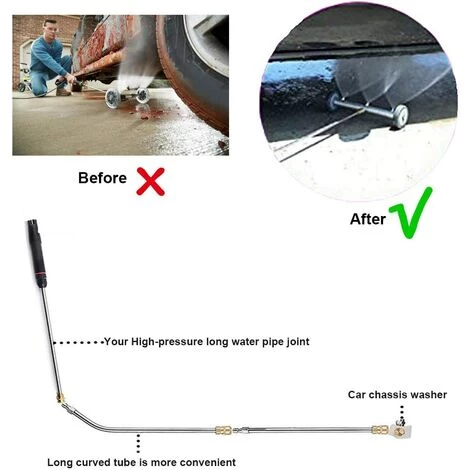 EAUDACè Nettoyeur Haute Pression De 40,6 Cm, Balai à Eau De Lavage De Sous-carrosserie, Avec 2 Baguettes D'extension Et Un Avec Baguette Coudée à 45 Degrés 7 EAUDACè Nettoyeur Haute Pression De 40,6 Cm, Balai à Eau De Lavage De Sous-carrosserie, Avec 2 Baguettes D'extension Et Un Avec Baguette Coudée à 45 Degrés – Image 5